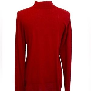 Saturdays NYC Sweater Sean Mock Turtleneck Red Crepe Rib *FLAW* size Medium
